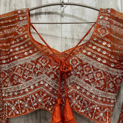 Amazing Orange crop top Lehenga