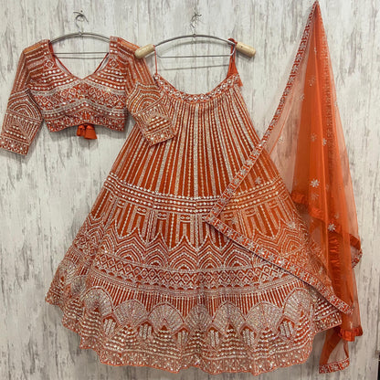 Amazing Orange crop top Lehenga