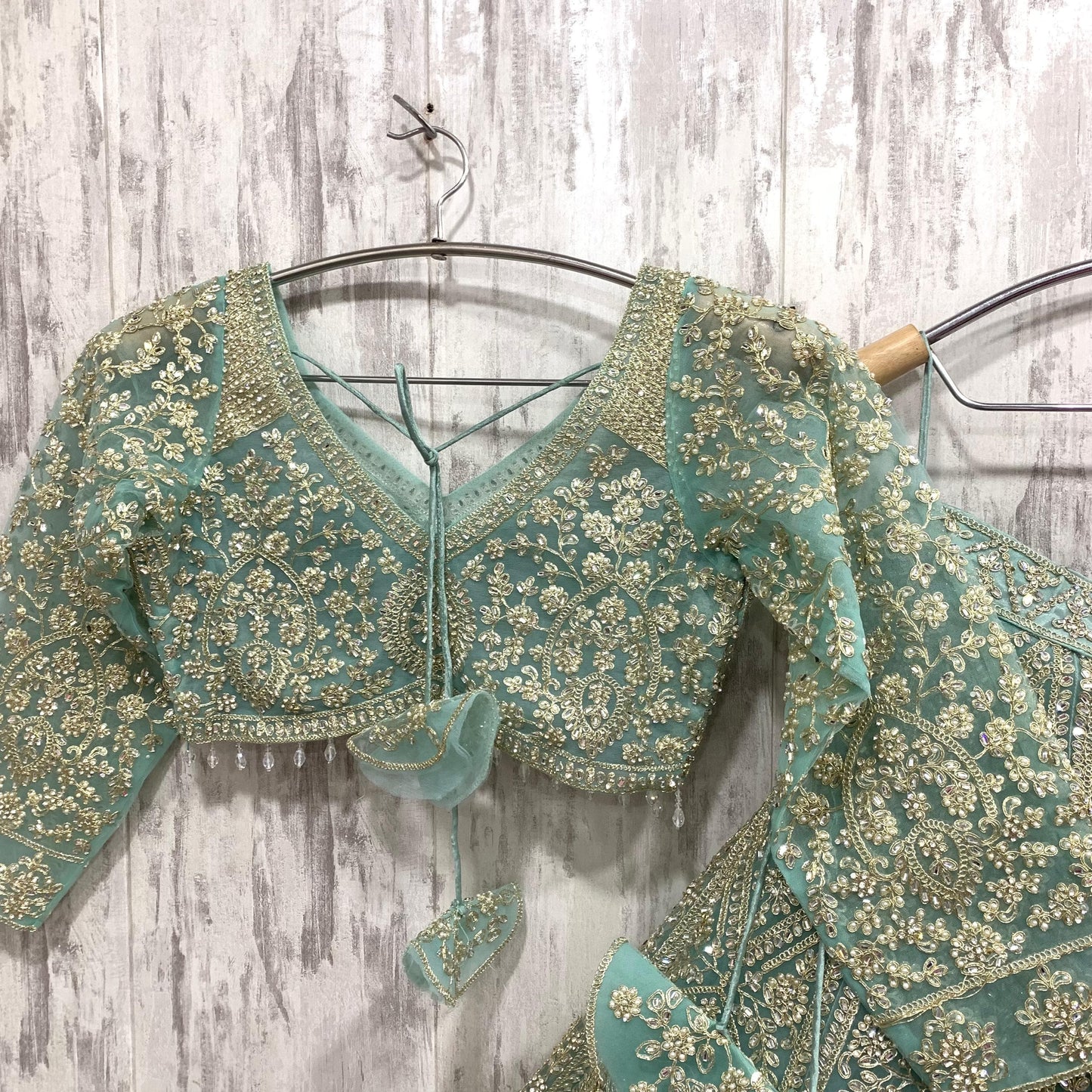 Astonishing viral green crop top Lehenga