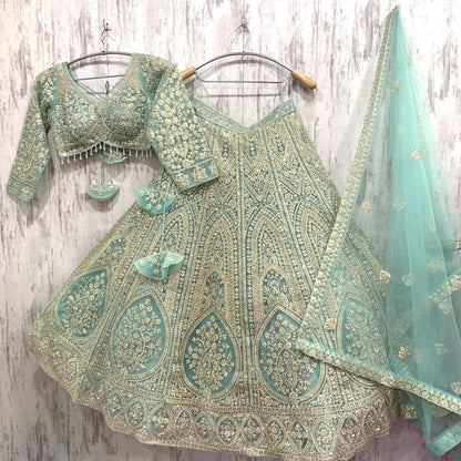 Astonishing viral green crop top Lehenga