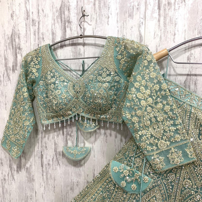 Astonishing viral green crop top Lehenga