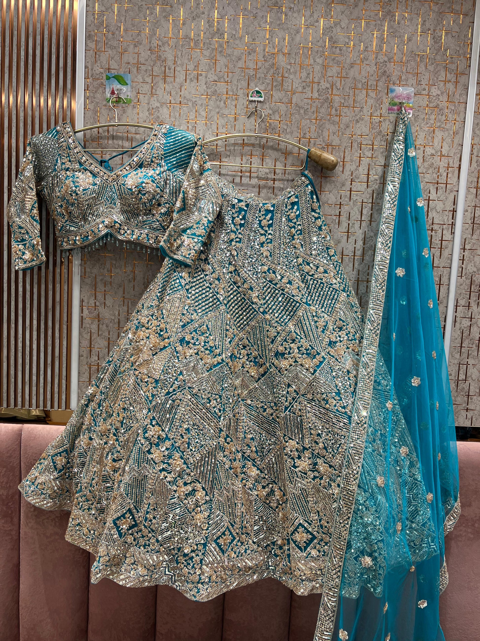 Graceful golden Silver work floral crop top Lehenga Shopping World Graceful golden Silver work floral crop top Lehenga Shopping World