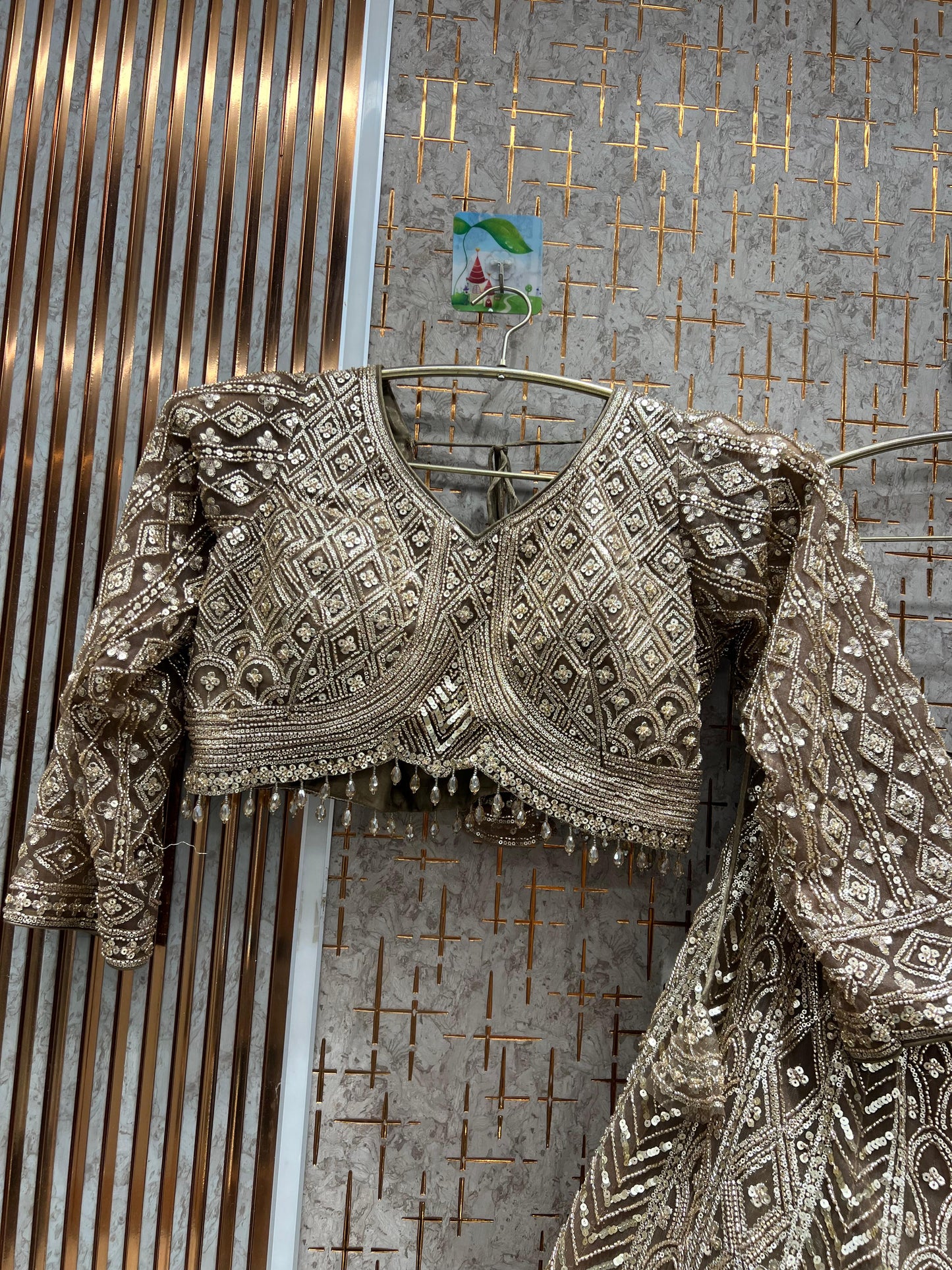 Tremendous orange Silver work crop top Lehenga