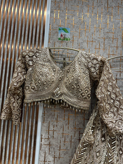 Tremendous orange Silver work crop top Lehenga