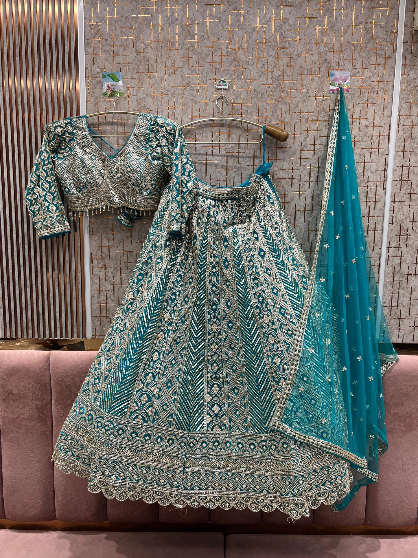 Tremendous orange Silver work crop top Lehenga