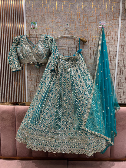 Tremendous orange Silver work crop top Lehenga