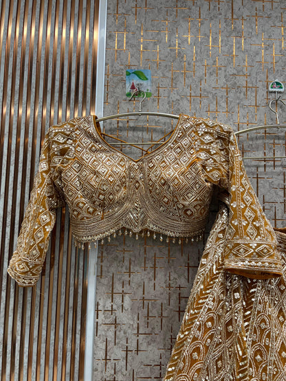 Tremendous orange Silver work crop top Lehenga