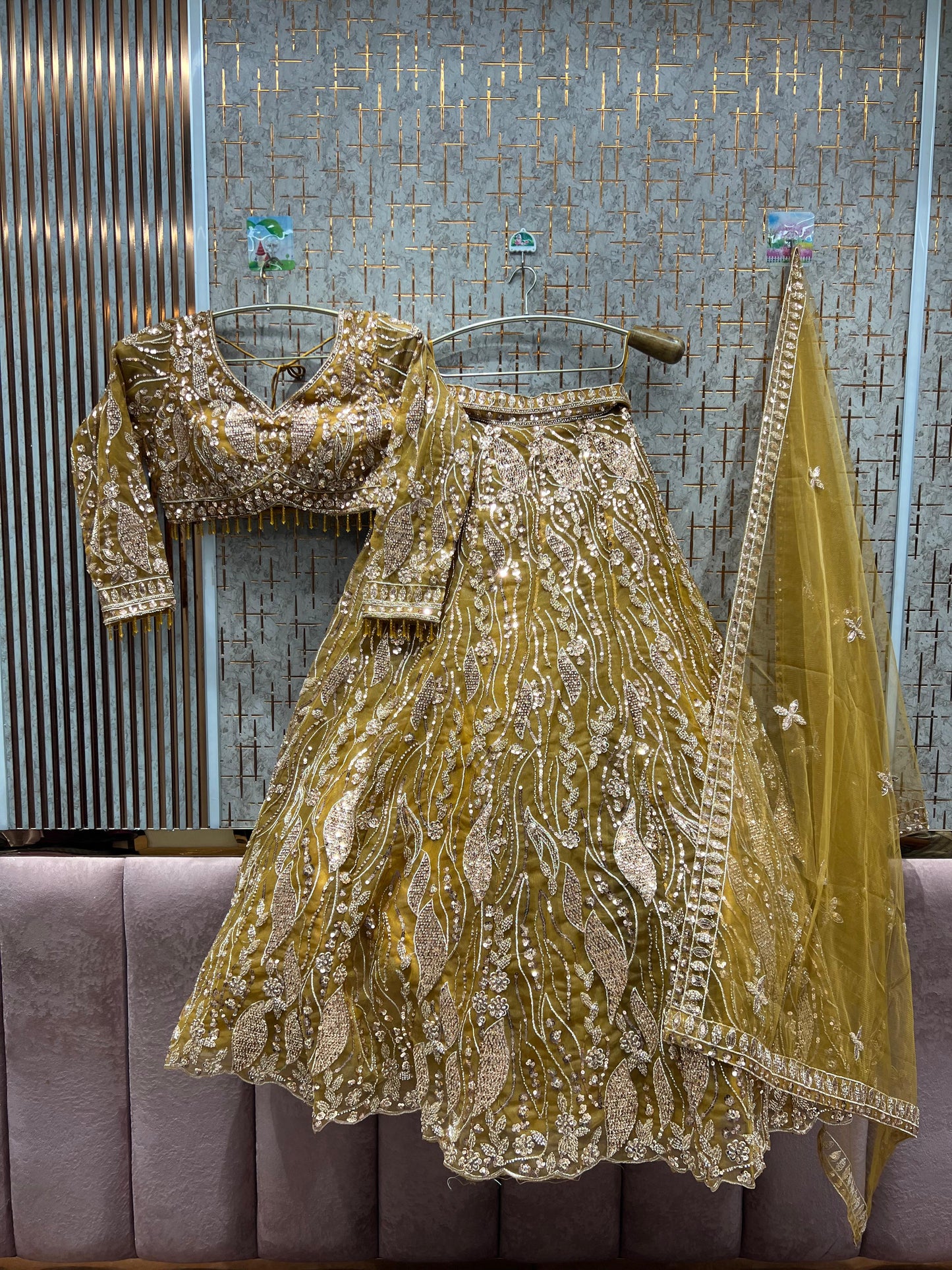 Fabulous golden crop top Lehenga