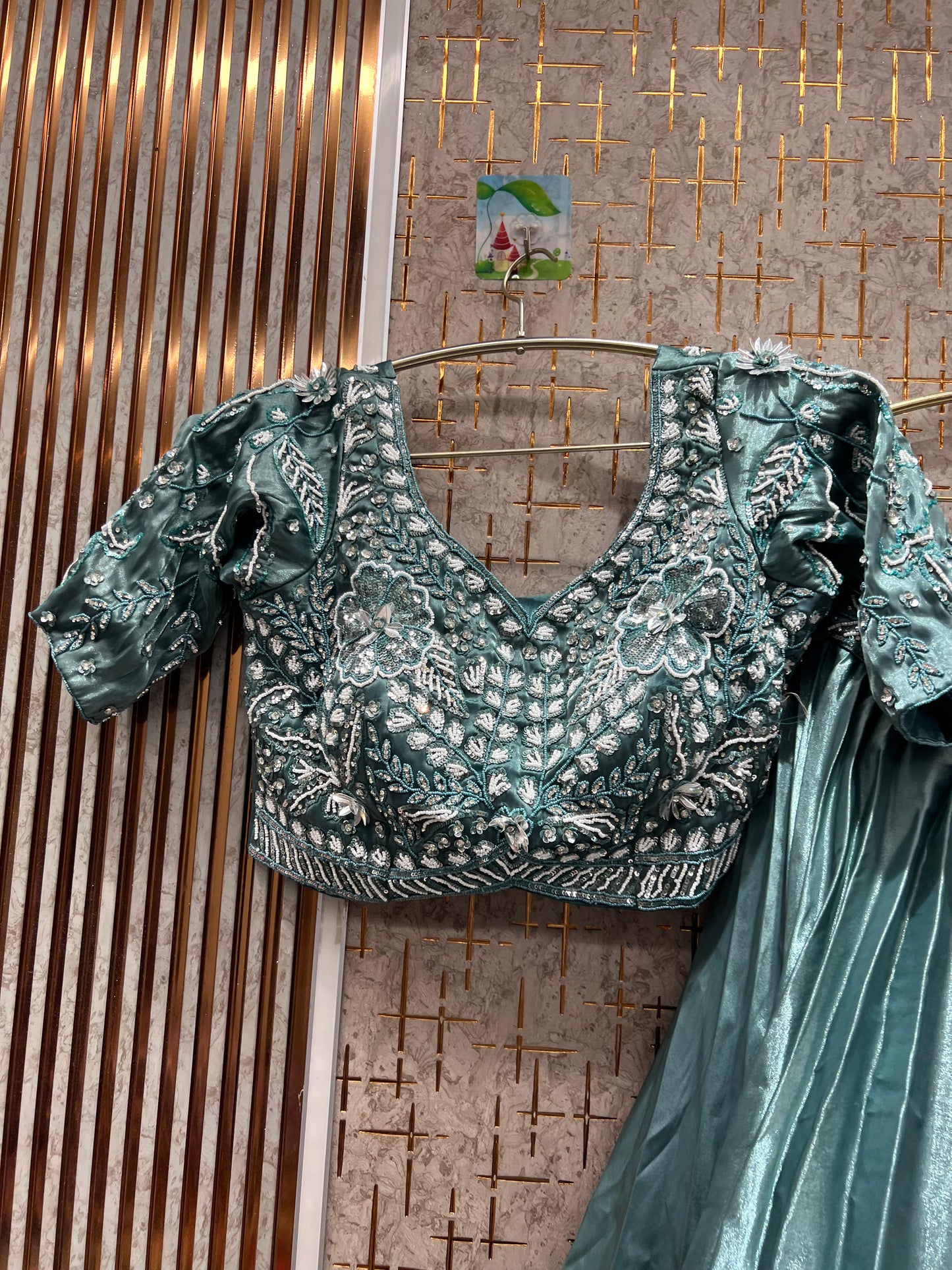 Elegant pink crop top Lehenga