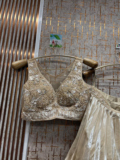 Delightful golden crop top Lehenga