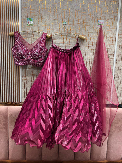 Delightful golden crop top Lehenga