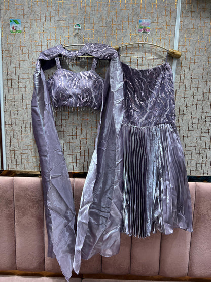 Lovely golden peach crop top Lehenga