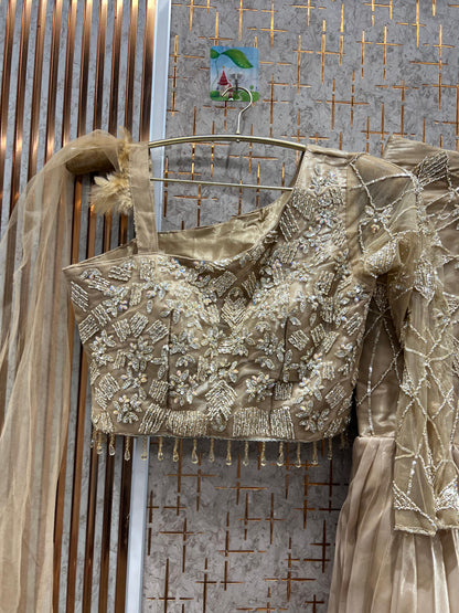 Lovely golden peach crop top Lehenga