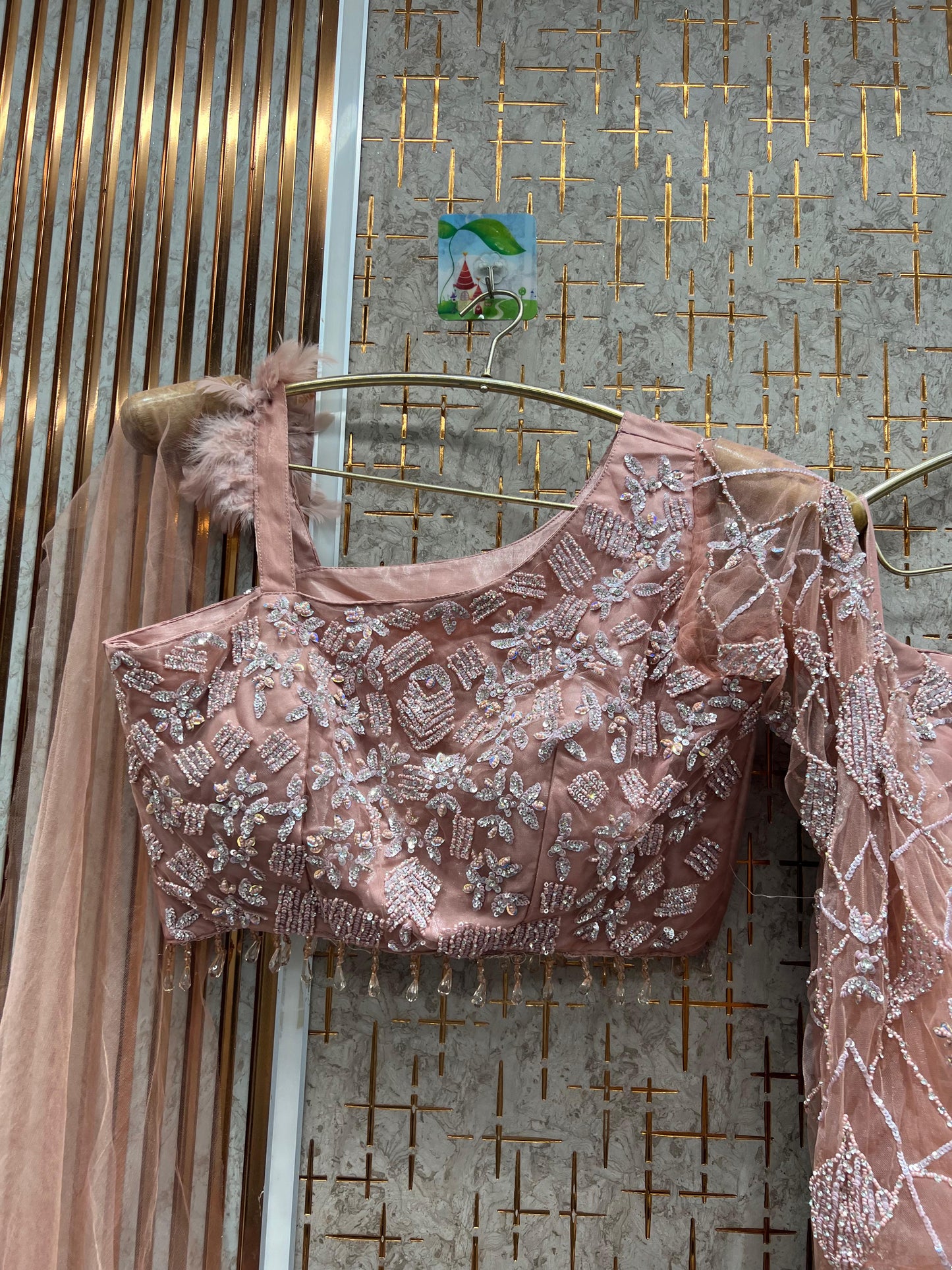 Lovely golden peach crop top Lehenga