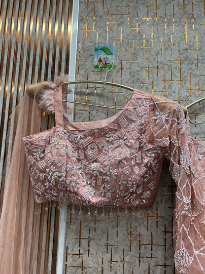 Lovely golden peach crop top Lehenga