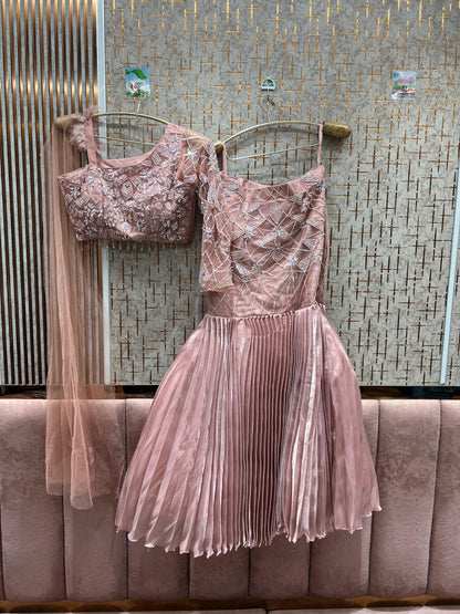 Lovely golden peach crop top Lehenga