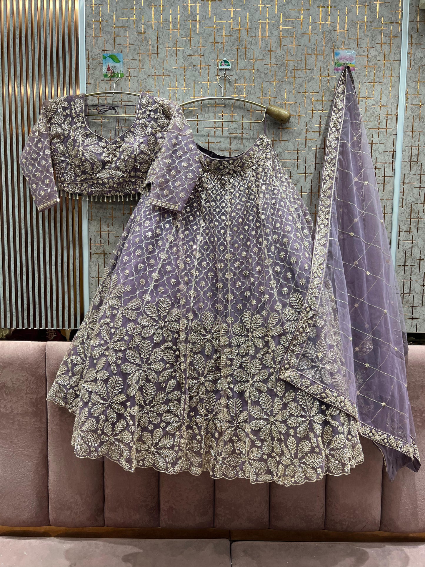 Lavishing Floral peach crop top Lehenga