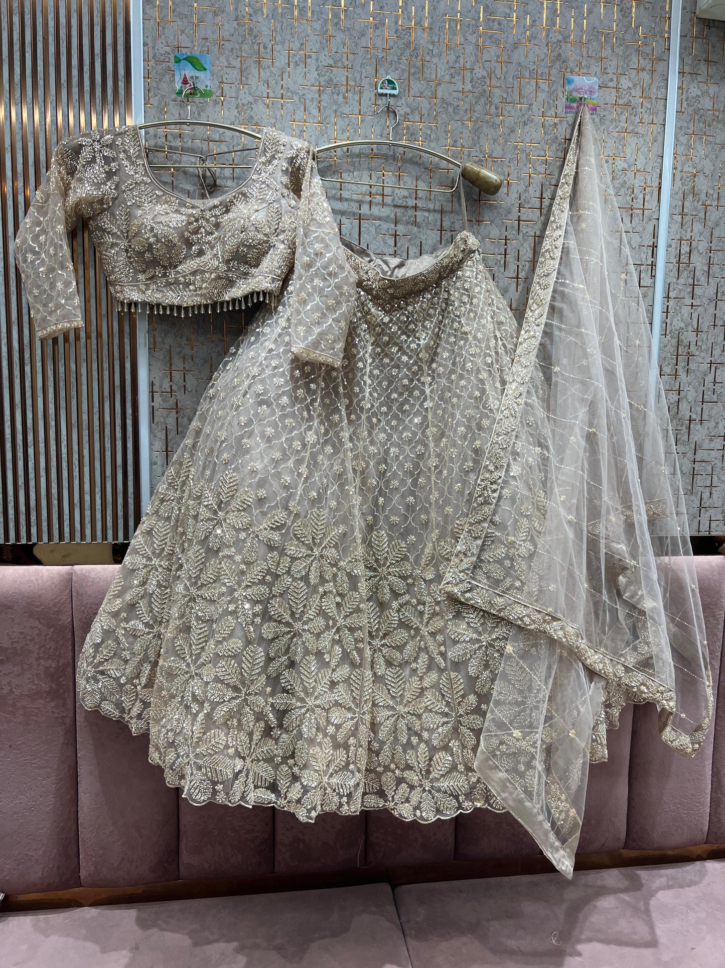 Lavishing Floral peach crop top Lehenga