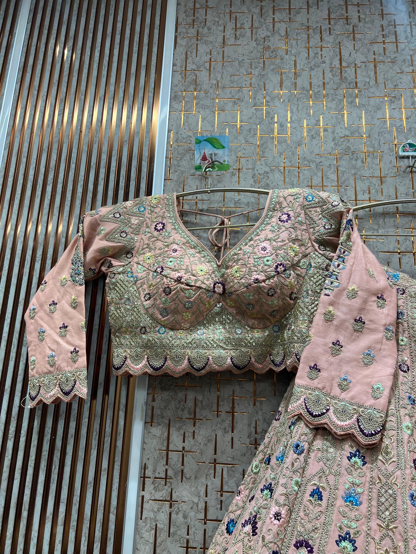 Gorgeous pink peacock crop top Lehenga