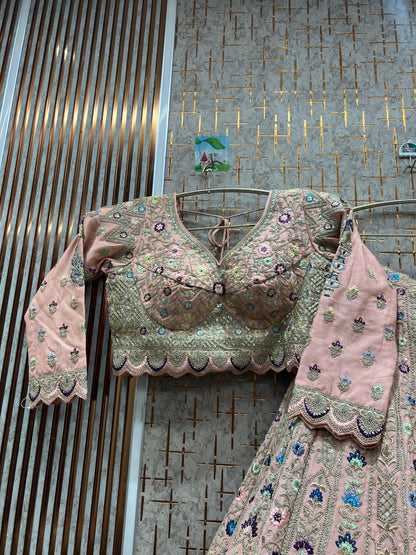 Gorgeous pink peacock crop top Lehenga