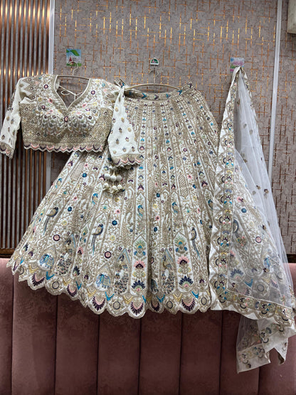 Gorgeous pink peacock crop top Lehenga