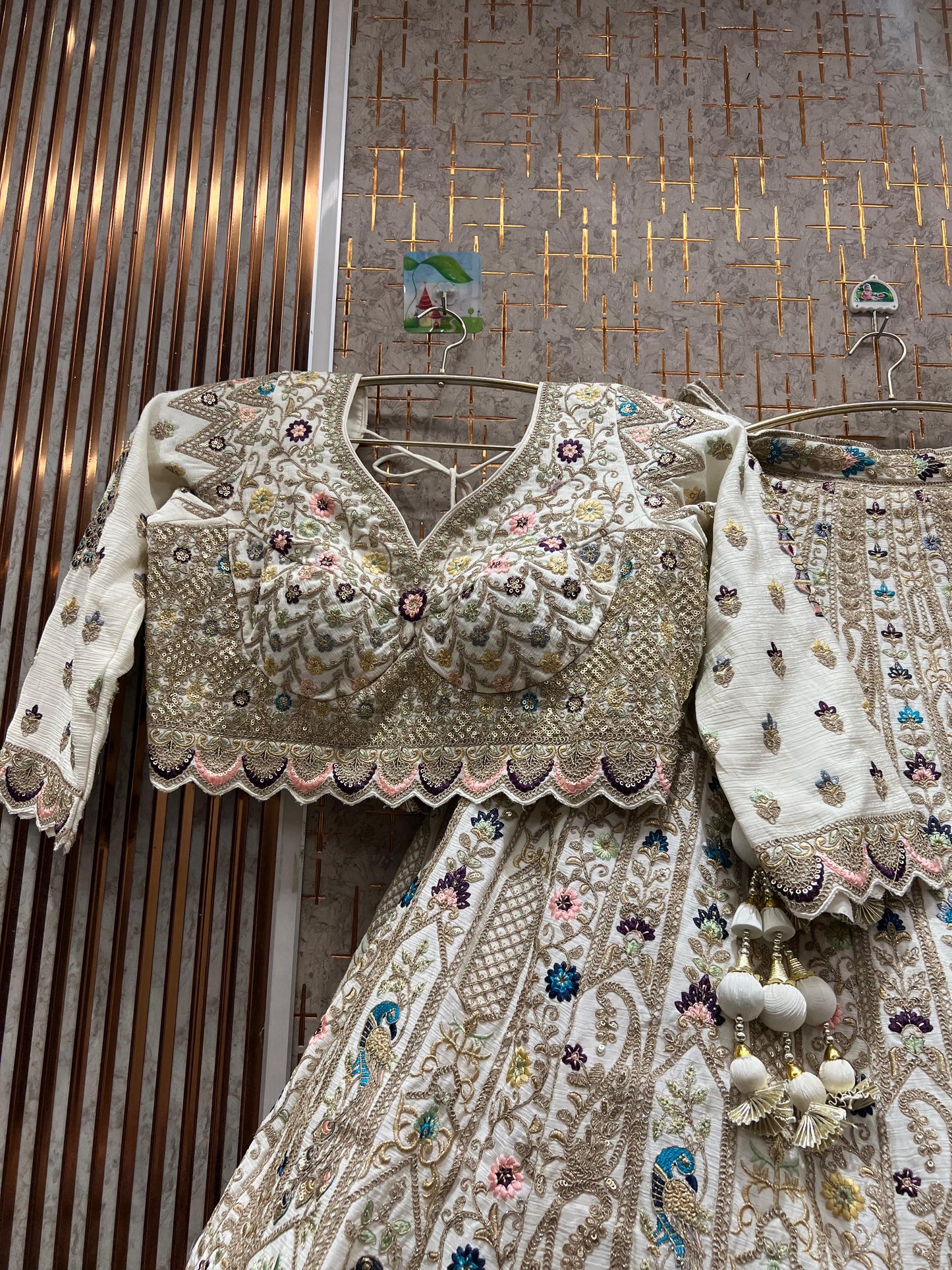 Gorgeous pink peacock crop top Lehenga