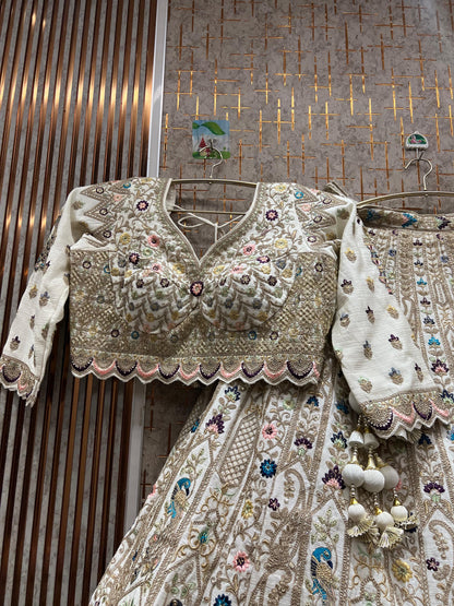 Gorgeous pink peacock crop top Lehenga