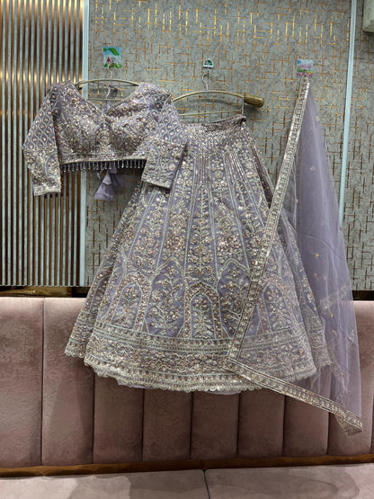 Khoobsurat Lavender crop top Lehenga