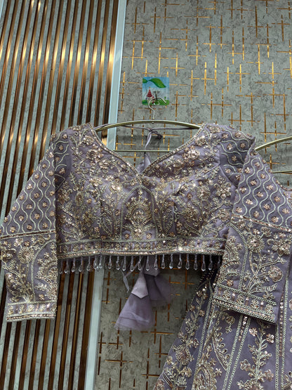 Khoobsurat Lavender crop top Lehenga