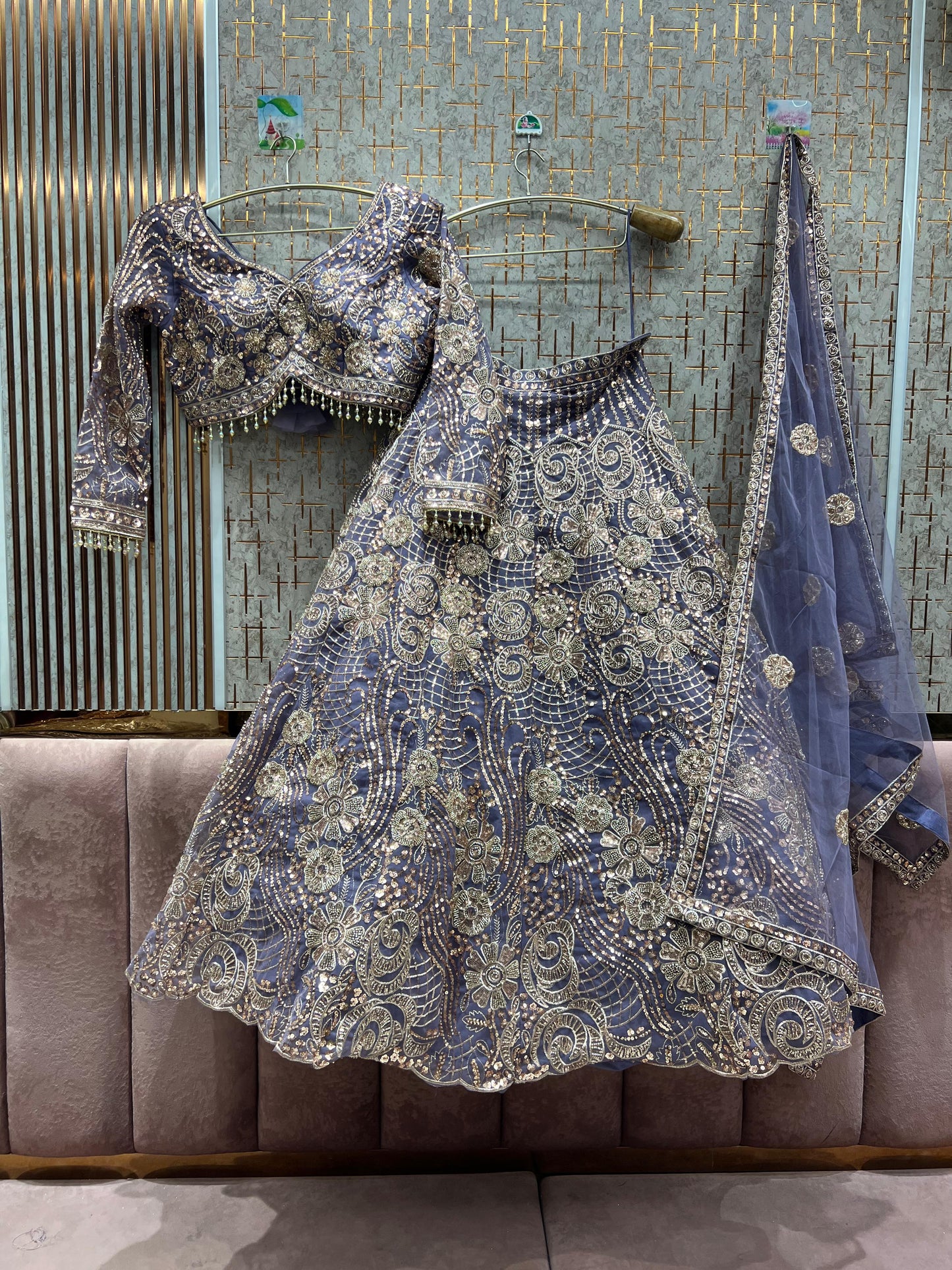 Awesome purple lavender lilac crop top Lehenga