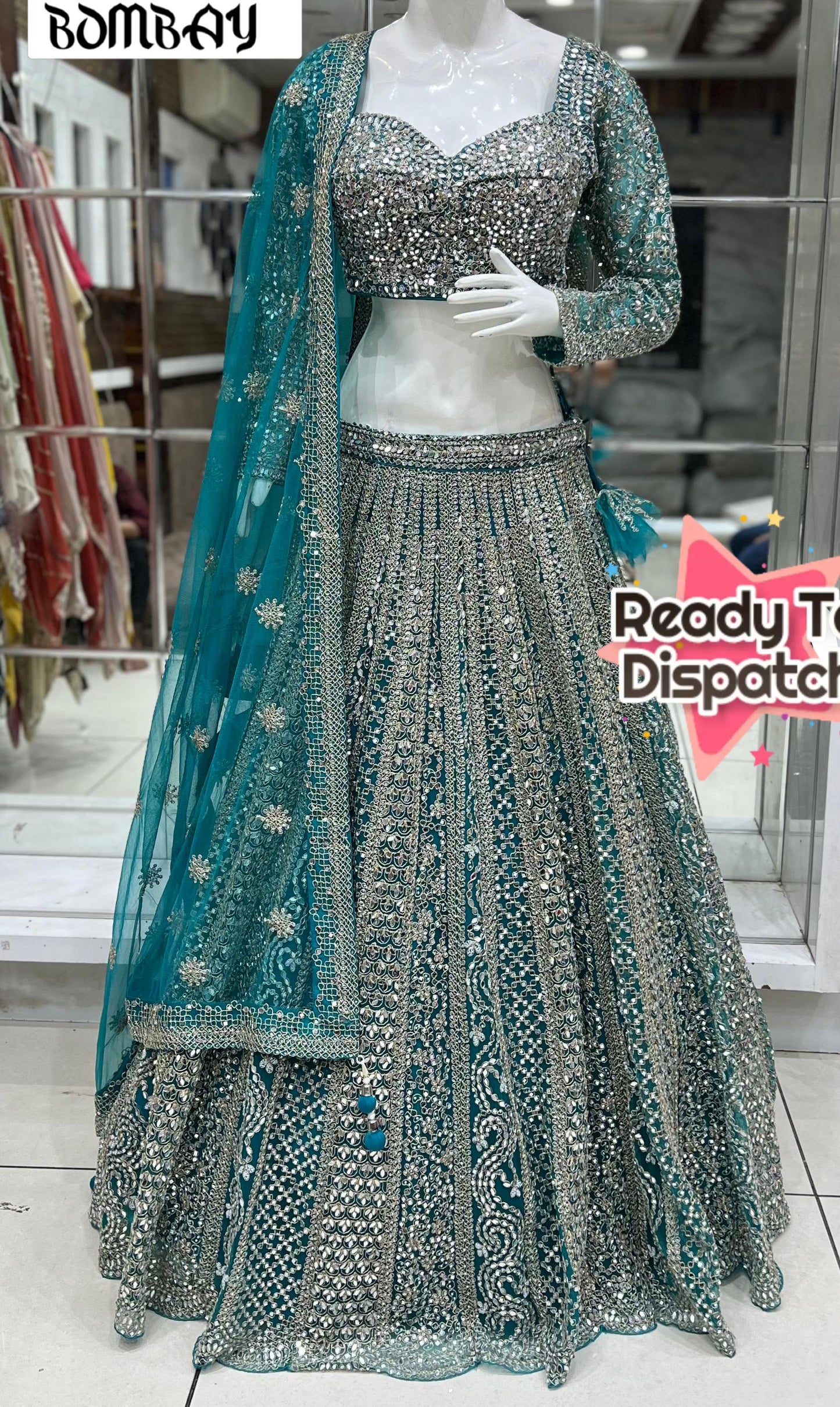 Good looking pink crop top Lehenga