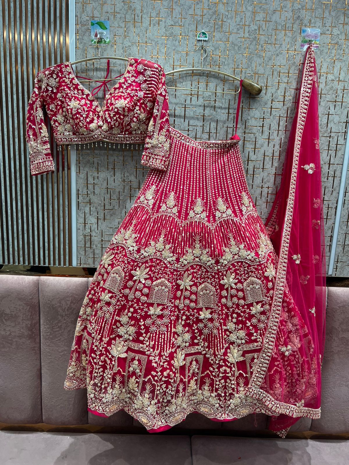 Designer Red crop top Lehenga Happy Customer