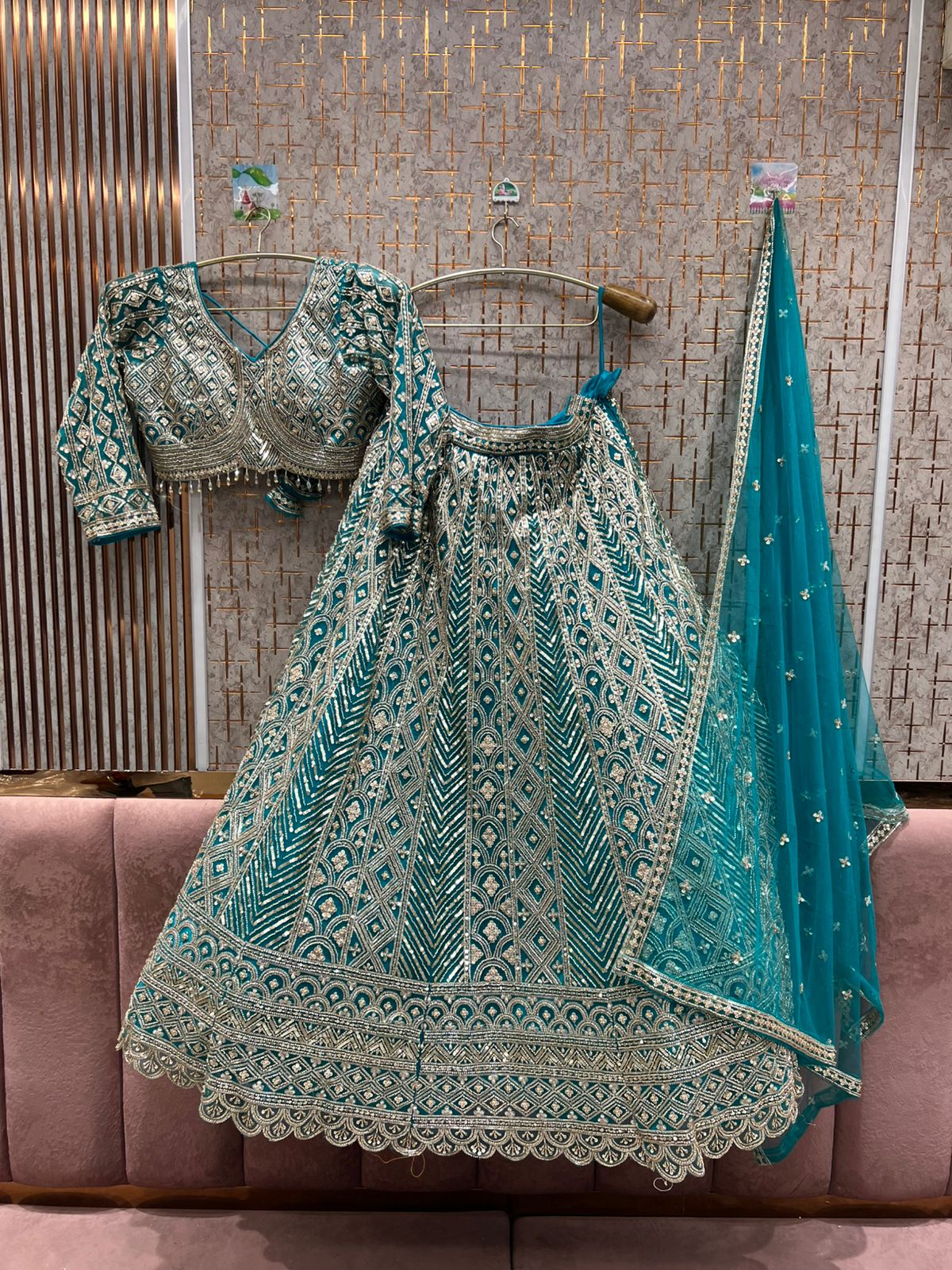 Tremendous orange Silver work crop top Lehenga