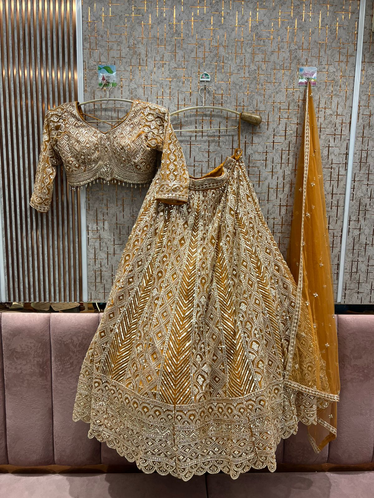 Tremendous orange Silver work crop top Lehenga