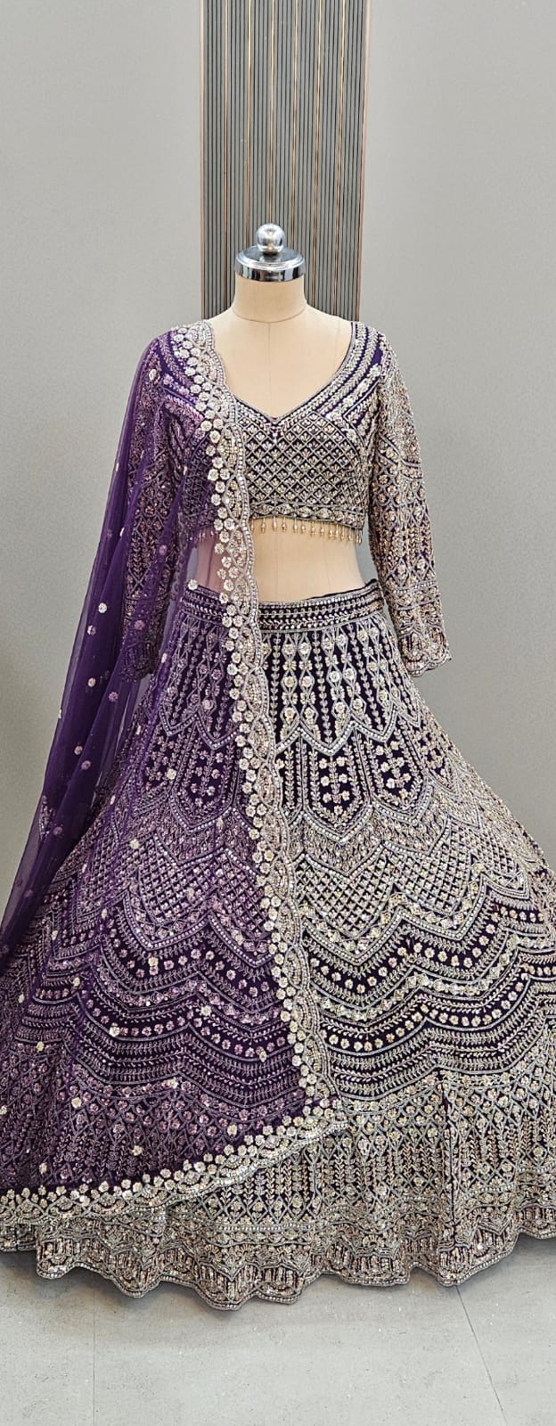 Astonishing Sky blue crop top Lehenga