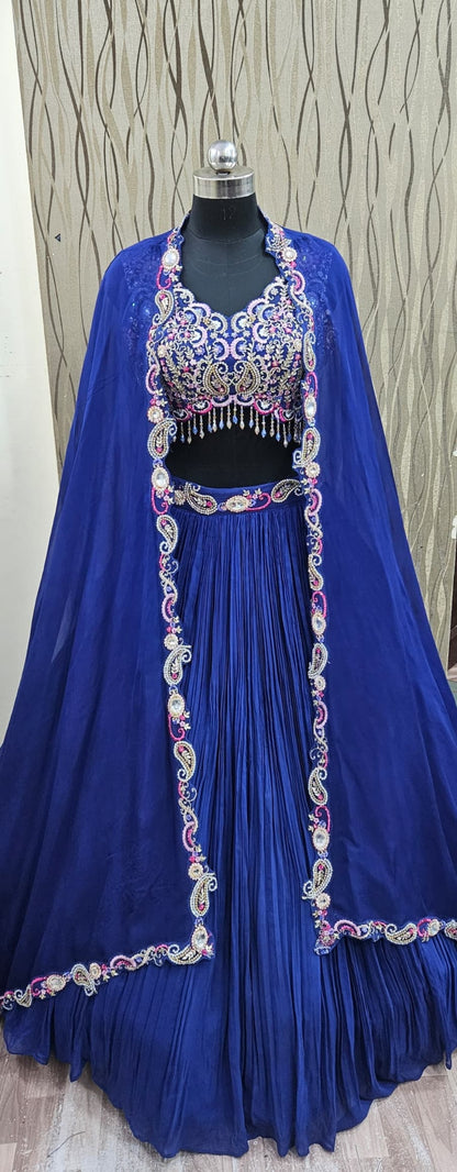 Khoobsurat yellow jacket crop top Lehenga PDP