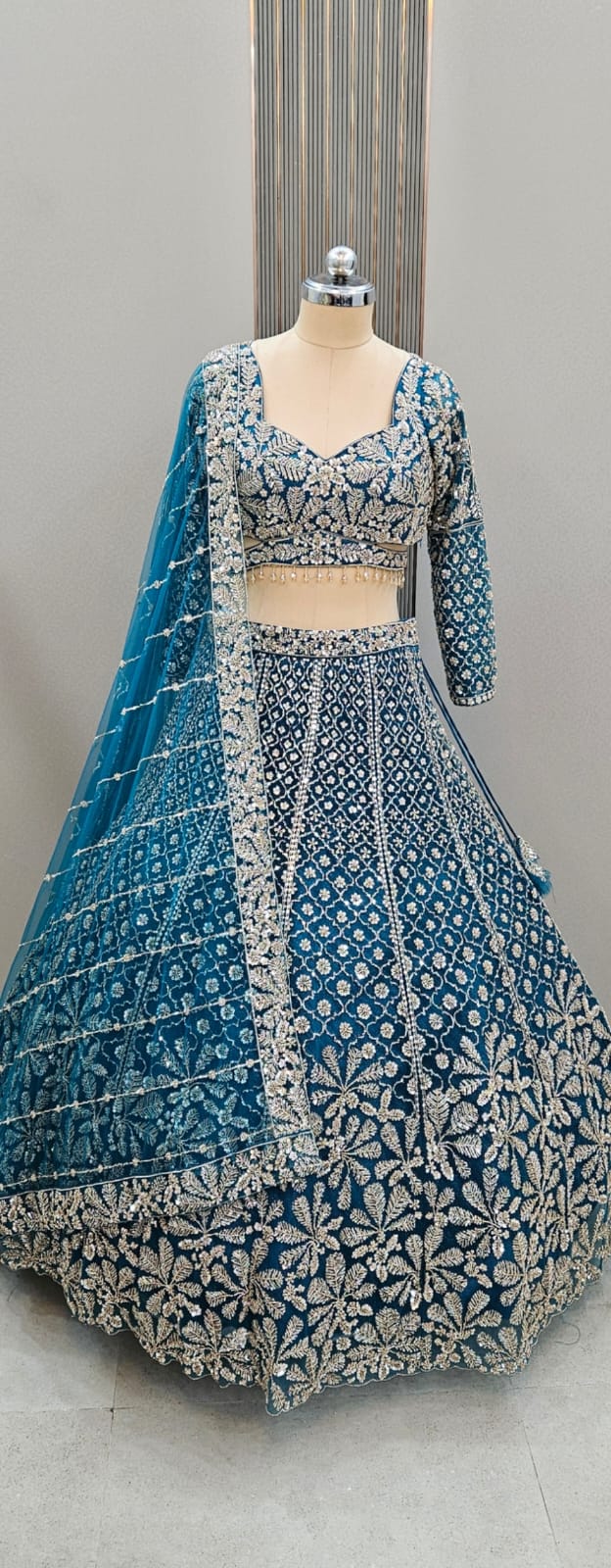 Pleasing pista green Crop top Lehenga