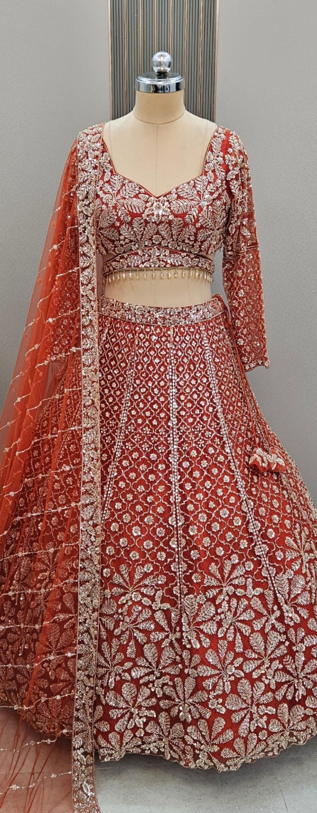 Pleasing pista green Crop top Lehenga