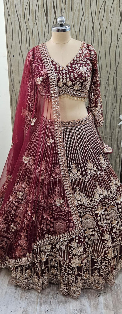 Designer Red crop top Lehenga Happy Customer