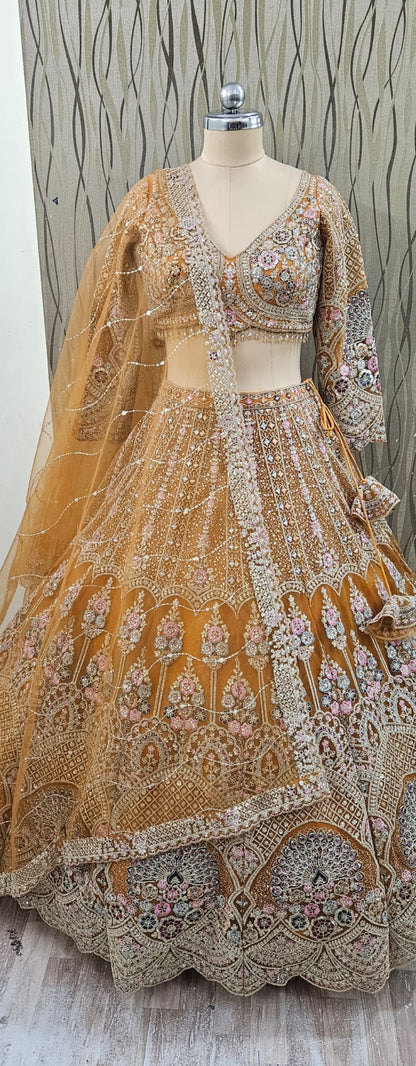 Designer purple lavender pink crop top Lehenga