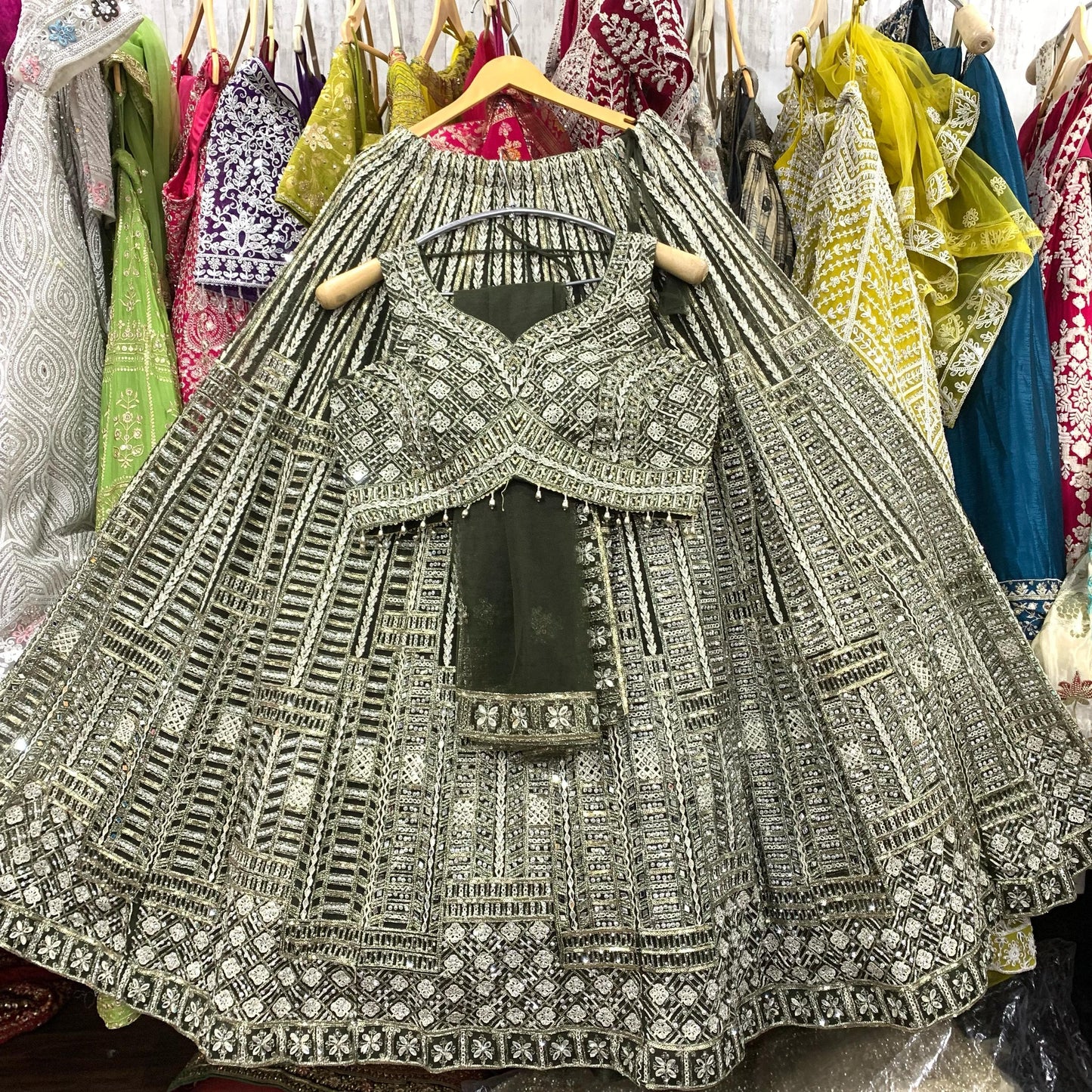 Fantastic golden crop top Lehenga