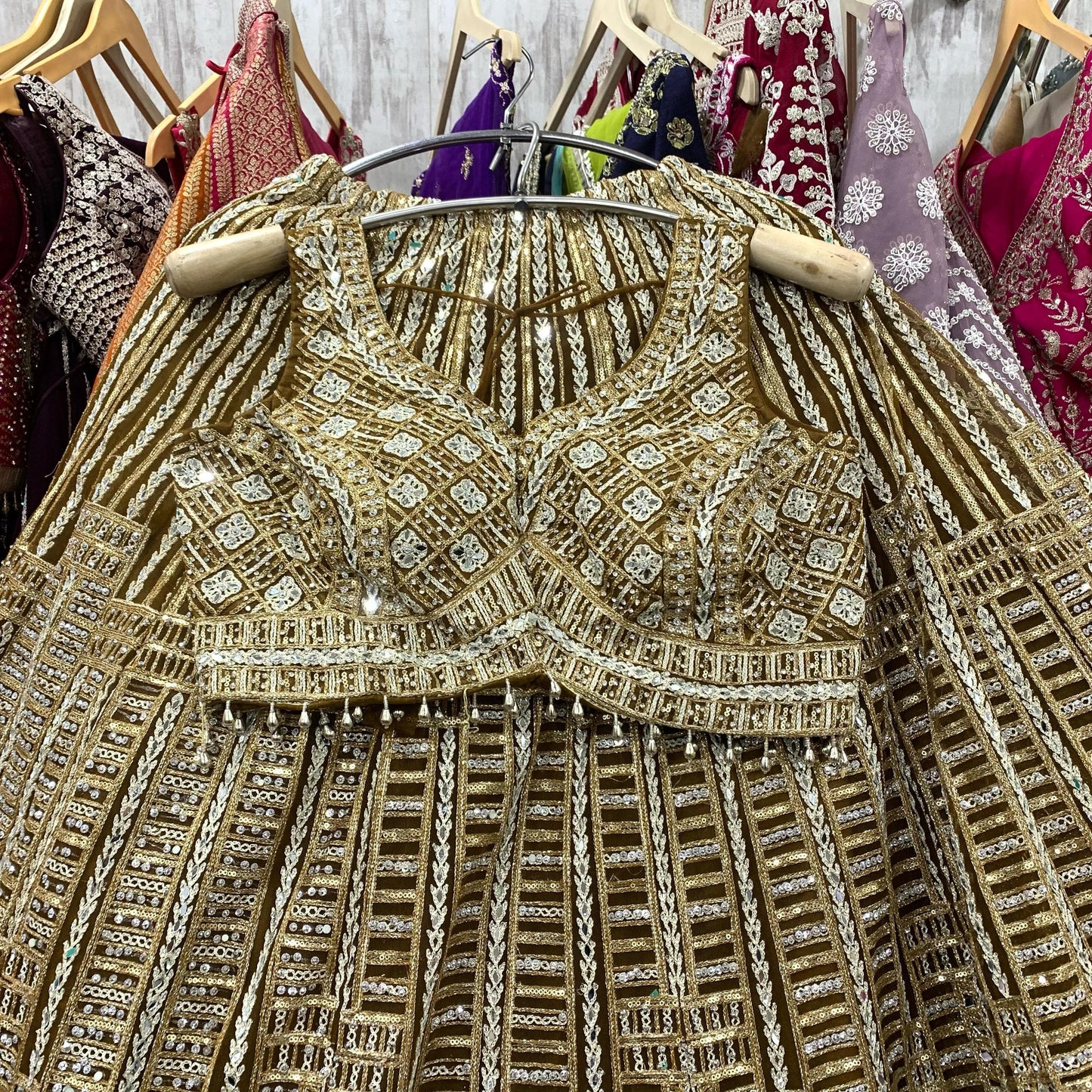 Fantastic golden crop top Lehenga