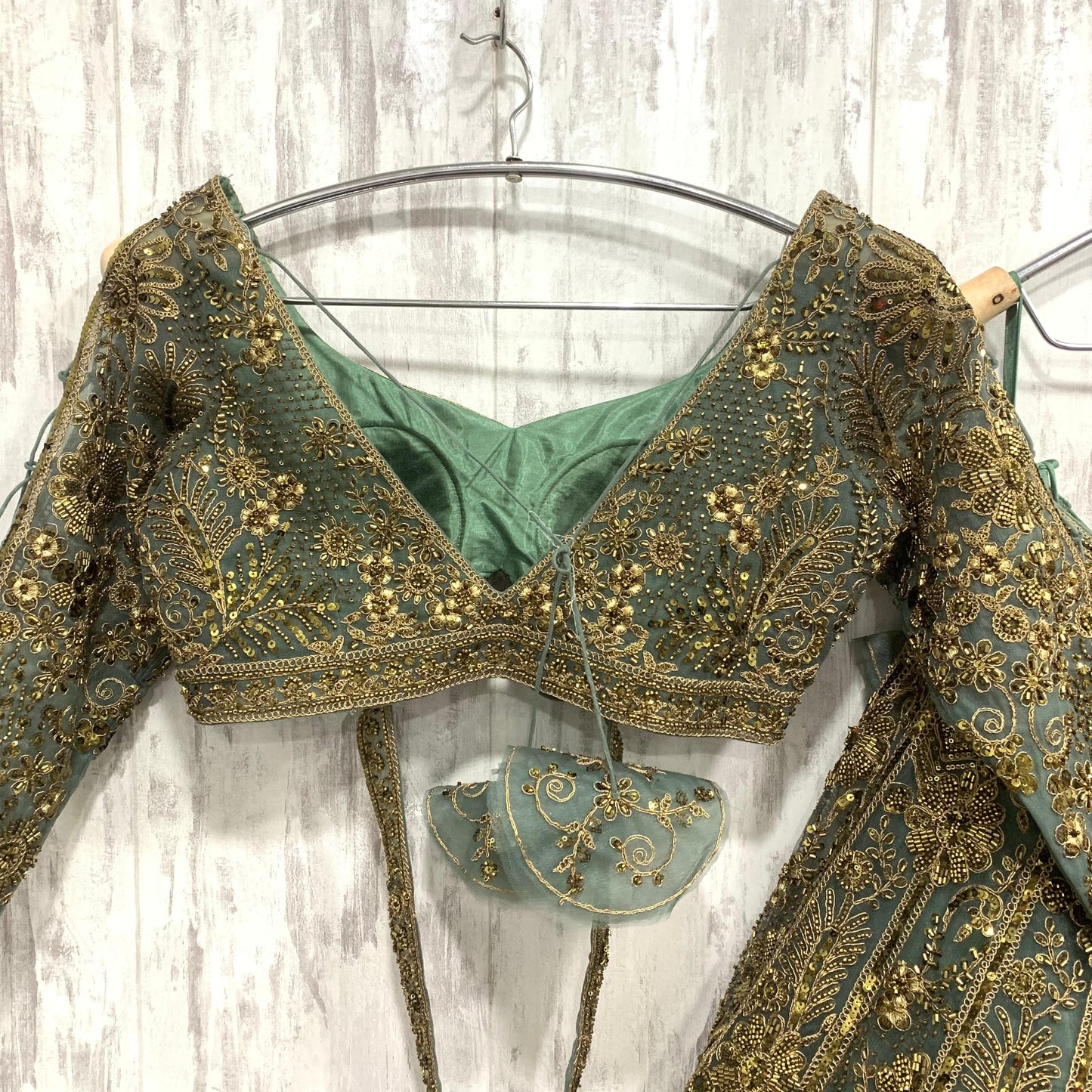 Awesome green crop top Lehenga