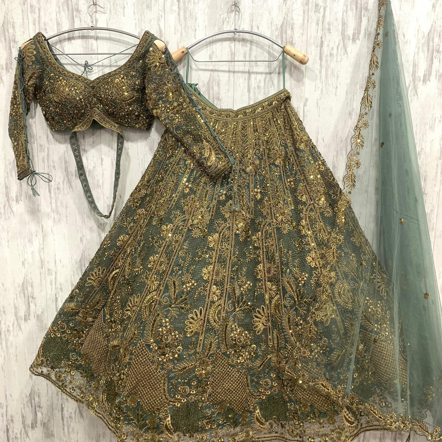 Awesome green crop top Lehenga