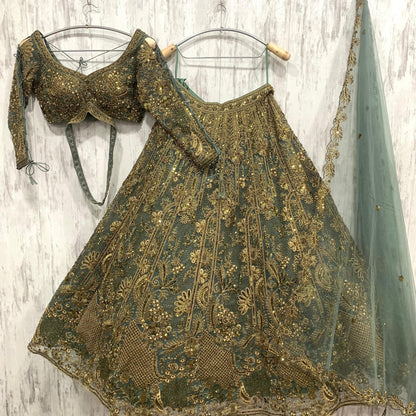 Awesome green crop top Lehenga