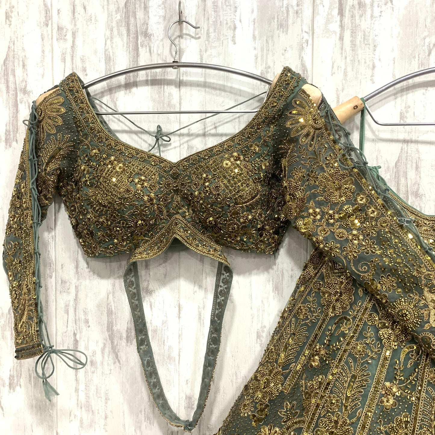 Awesome green crop top Lehenga