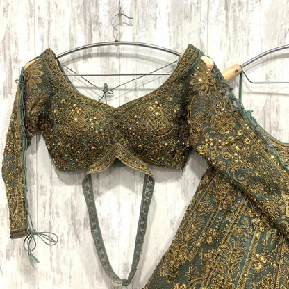 Awesome green crop top Lehenga