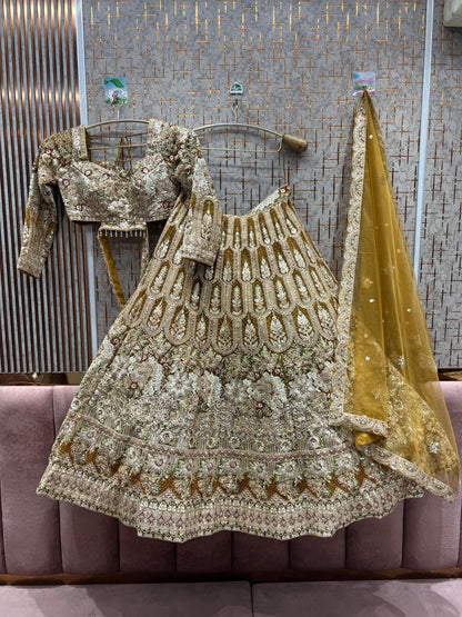Gorgeous yellow haldi mehendi crop top Lehenga