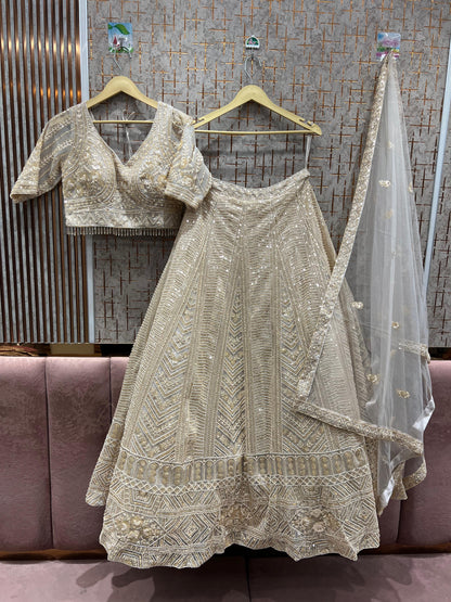 Beautiful peach on peach monotone crop top Lehenga