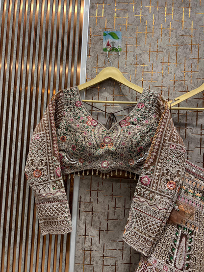 Good looking Rust brown crop top Lehenga